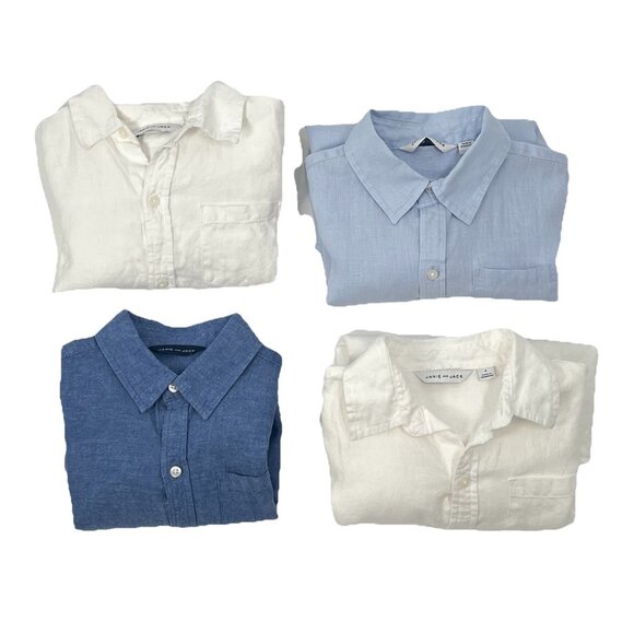 Janie and Jack Bundle of 4 Button Up Linen Collared Shirts Sz 8 - Picture 1 of 10